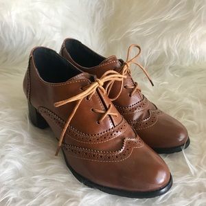 Brown Heeled Loafers Size 7